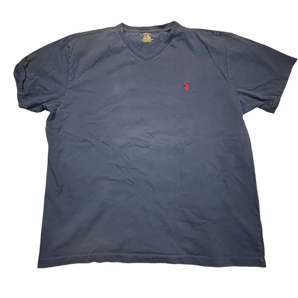 Polo Ralph Lauren Navy Blue V-Neck T-Shirt Men’s L Classic Red Pony Logo